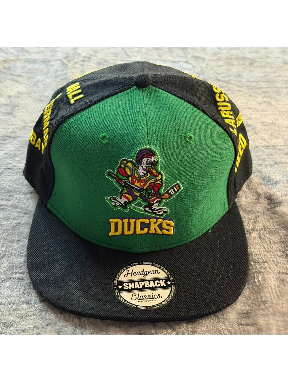Mighty Ducks Headgear Classics Collage Snapback Hat Men's One Size Black Green